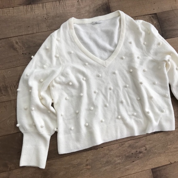 Madewell Sweaters - Madewell Bobble Dashwood V-Neck Sweater 3X Ivory